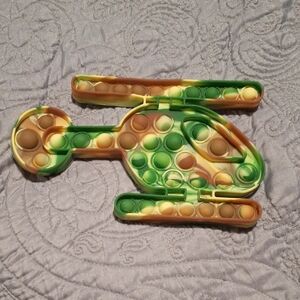 Helicopter Shaped Pop It Fidget Toy - Green, Yellow, Brown Tie-Dye